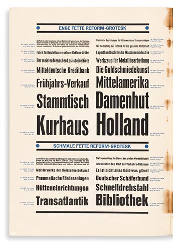 [SPECIMEN BOOK — D. STEMPEL]. Ephemeral Type Specimens Stempel Reform Grotesk ca. 1930. Frankfurt: D. Stempel, Circa 1930.